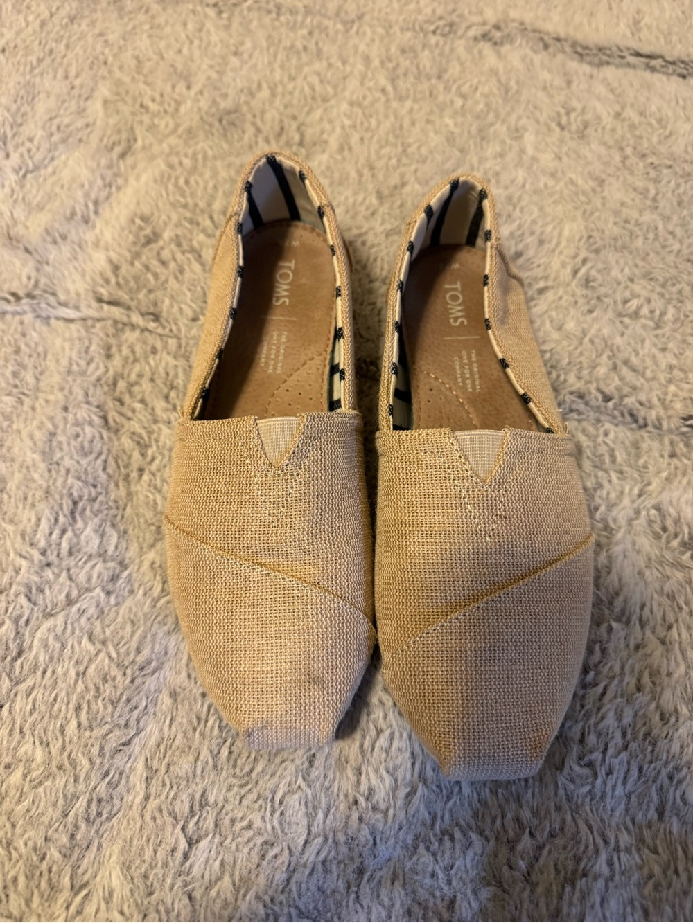 Toms Beige Canvas Slip-On Flats